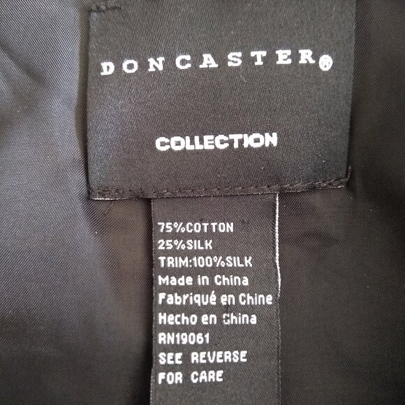 DONCASTER Toggle Button Up Blazer Jacket Top Blue Printed Silk Blend - Picture 5 of 5